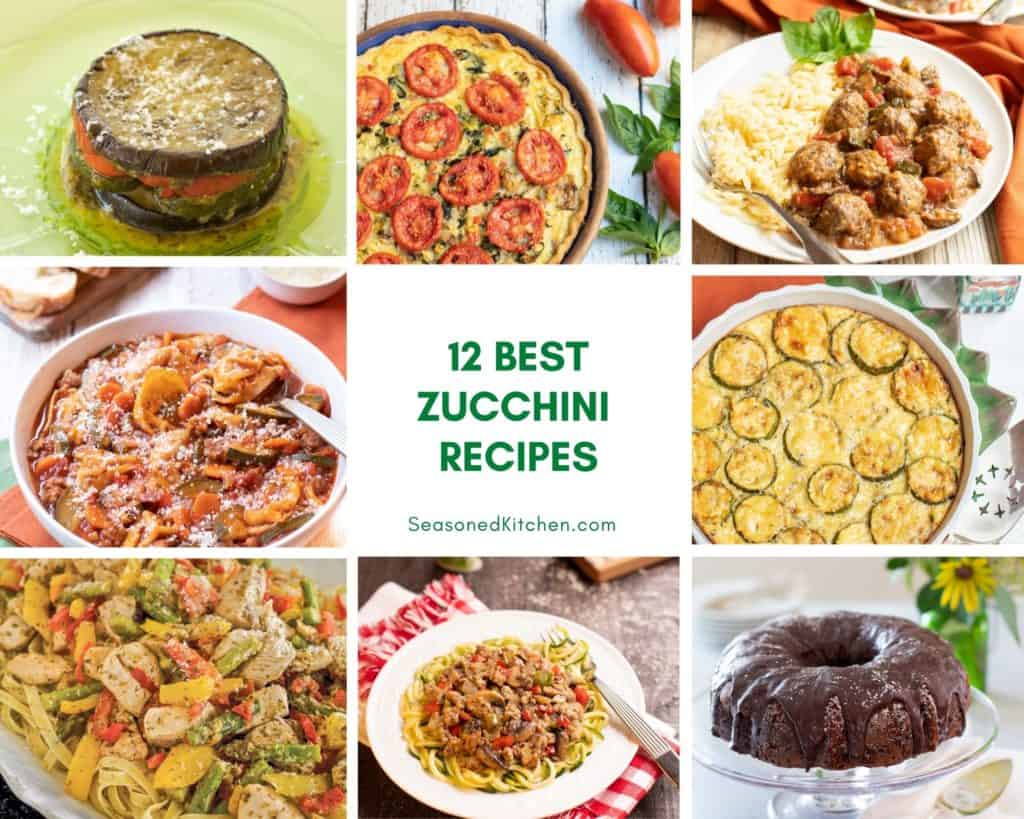 Collage of zucchini recipe photos
