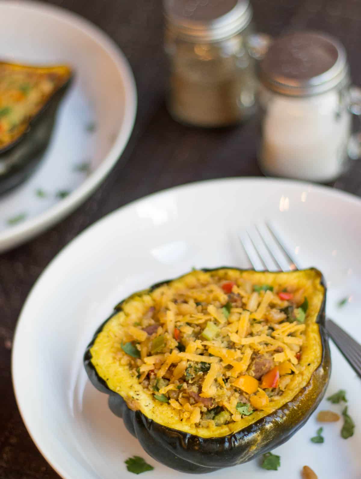 Acorn-Squash-Stuffed-with-Chicken-Sausage-Quinoa-Peppers