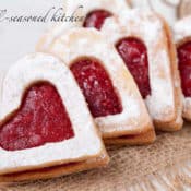 Heart-shaped almond raspberry cookies