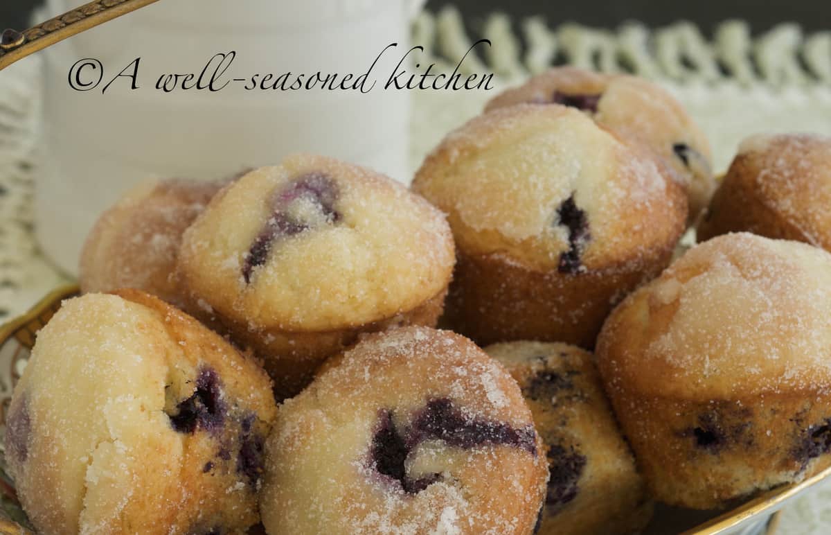 basket filled with Blueberry Lemon Muffins