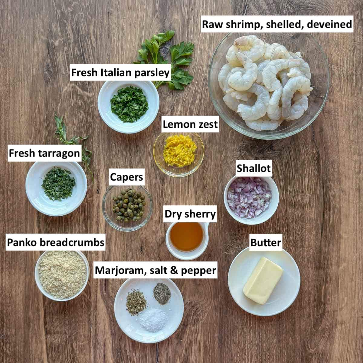 Ingredients to make crispy baked shrimp.