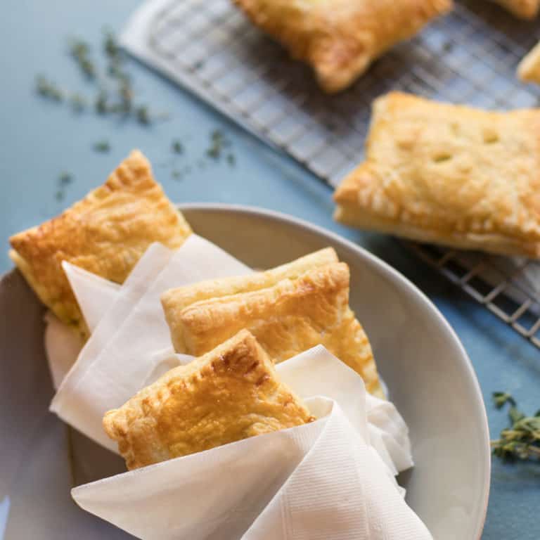 Handheld Chicken Pot Pie Envelopes wrapped in paper napkins