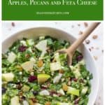 White bowl filled with Chopped Salad with Apples, Pecans and Feta Cheese