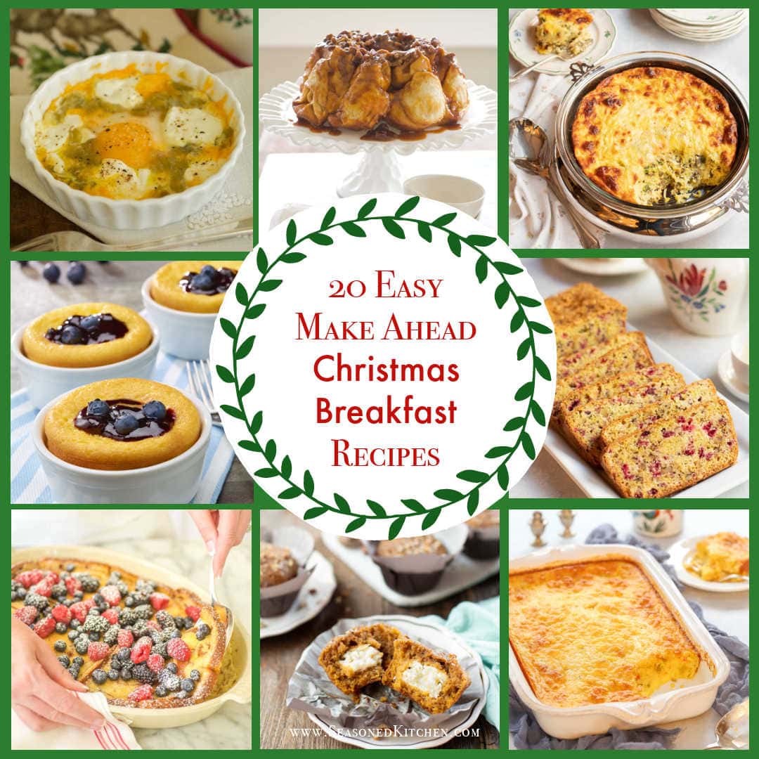 Collage of photos showing the variety of Christmas breakfast recipes included in the post