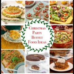 Collage of 8 recipe photos that are some of the 50 recipes included in this post on christmas party buffet ideas