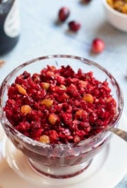 bowl of cranberry and golden raisin relish
