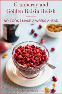 photo of Cranberry and Golden Raisin Relish formatted for pinning on Pinterest