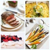Collage of dishes for an Easter dinner menu