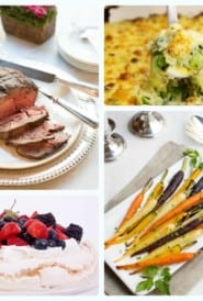 Collage of dishes for an Easter dinner menu