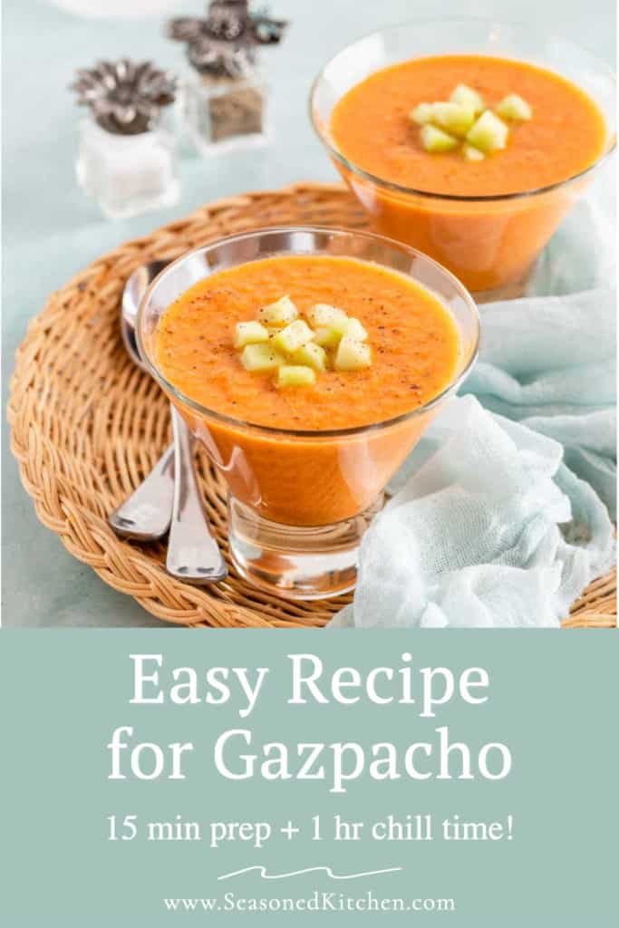 photo of Easy Gazpacho Recipe formatted for sharing on social media