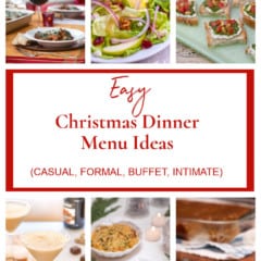 Photo collage of 6 recipes that are for Christmas dinner menus