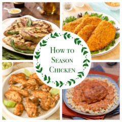 4 photo collage of various chicken recipes with the title of the post in the middle