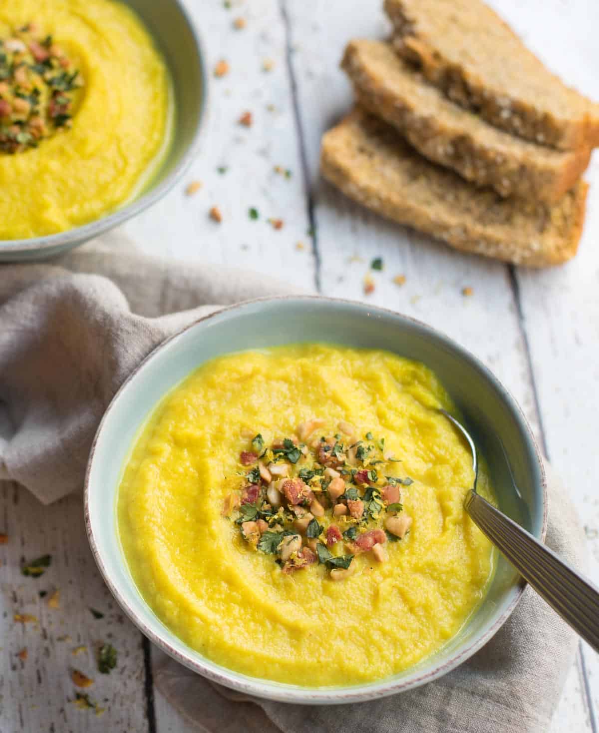 Indian-Cauliflower-Soup-Bacon-Cashew-Gremolata-Recipe