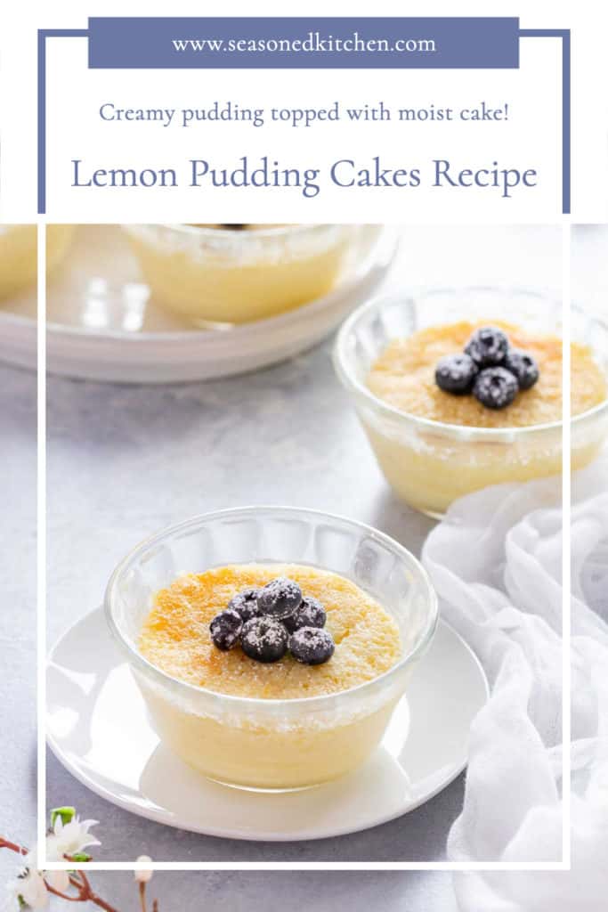 photo of Lemon Pudding Cakes formatted to share in social media