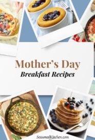 Collage of photos of various Mother's Day breakfast recipes