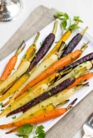 Oven Roasted Rainbow-Colored Carrots with Serving Pieces