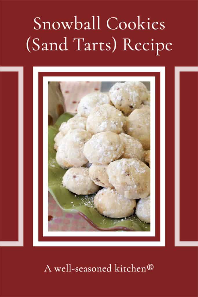 photo of Snowball Cookies formatted for sharing on social media
