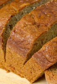 sliced loaf of banana bread