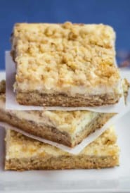 Square plate with a stack of Cheesecake Squares cookies