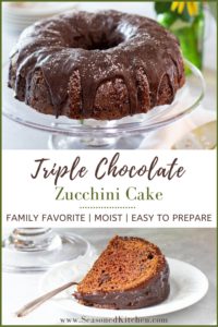 Pin of Triple Chocolate Zucchini Cake for sharing on Pinterest
