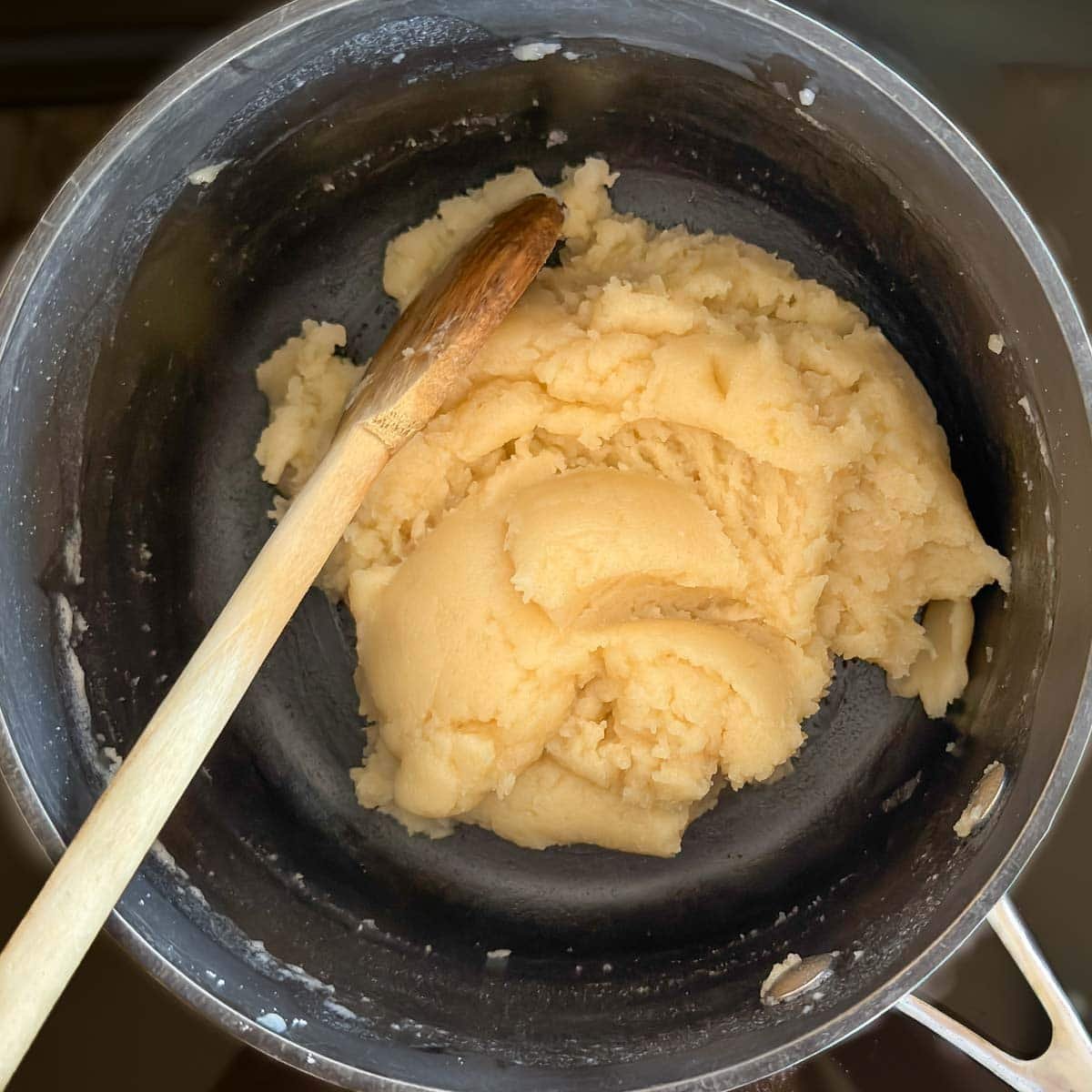 Choux Pastry Dough base after cooking to the right consistency.