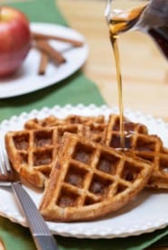 White plate with Cinnamon Apple Waffles