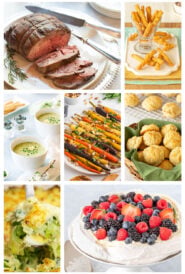 Collage of all 7 dishes in the Easter Dinner Menu