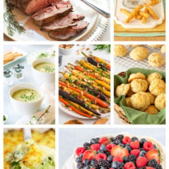 Collage of all 7 dishes in the Easter Dinner Menu