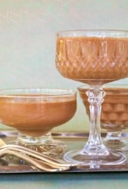 3 different shaped glassware holding Easy Chocolate Mousse