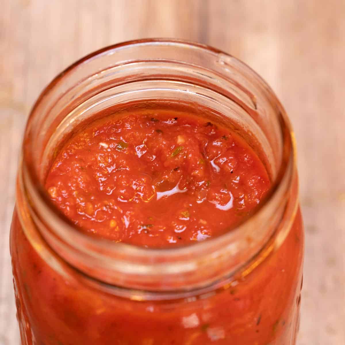 Top view of Easy Marinara Sauce showing consistency