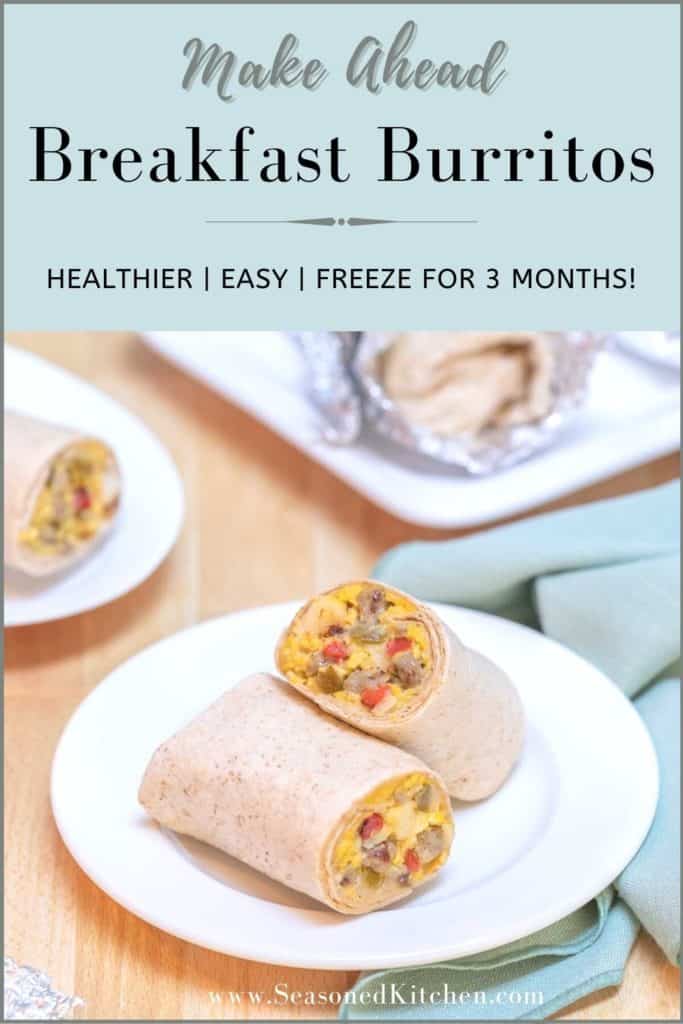 photo of Make Ahead Breakfast Burritos formatted for sharing on Pinterest