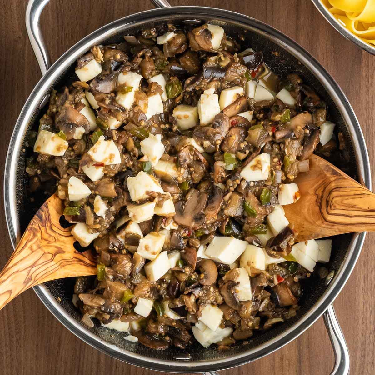 Cheese added to the dish.