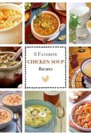 collage of 8 different chicke soup recipes