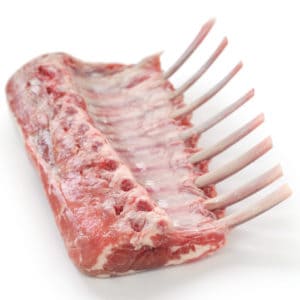 frenched rack of lamb, raw