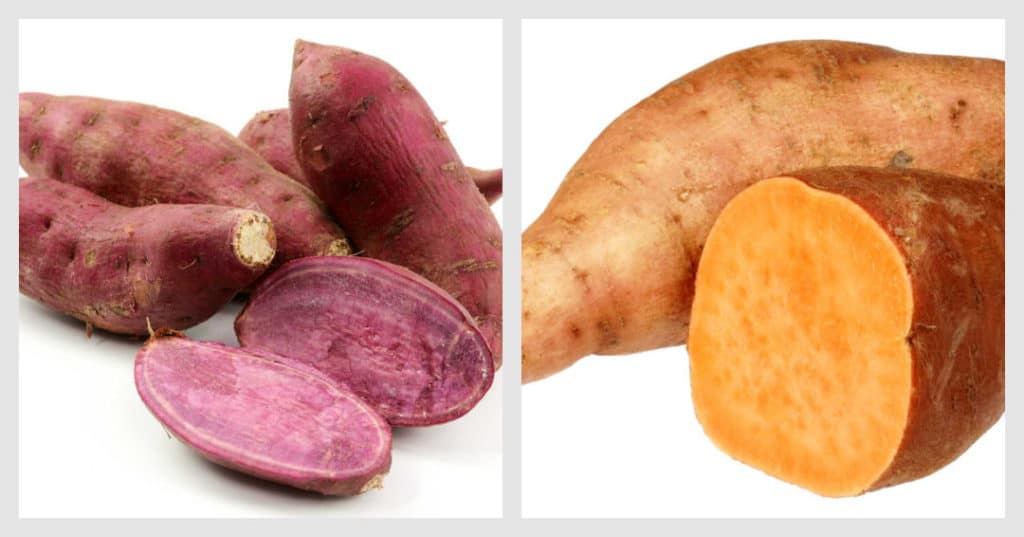 garnet sweet potato on left, jewel on right