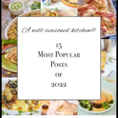 collage of recipe photos with text overlay saying 15 most popular posts of 2022