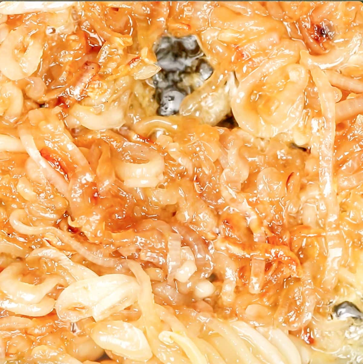 close up of caramelized shallots