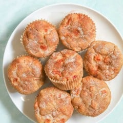 Overhead shot of Fresh Peach Muffins