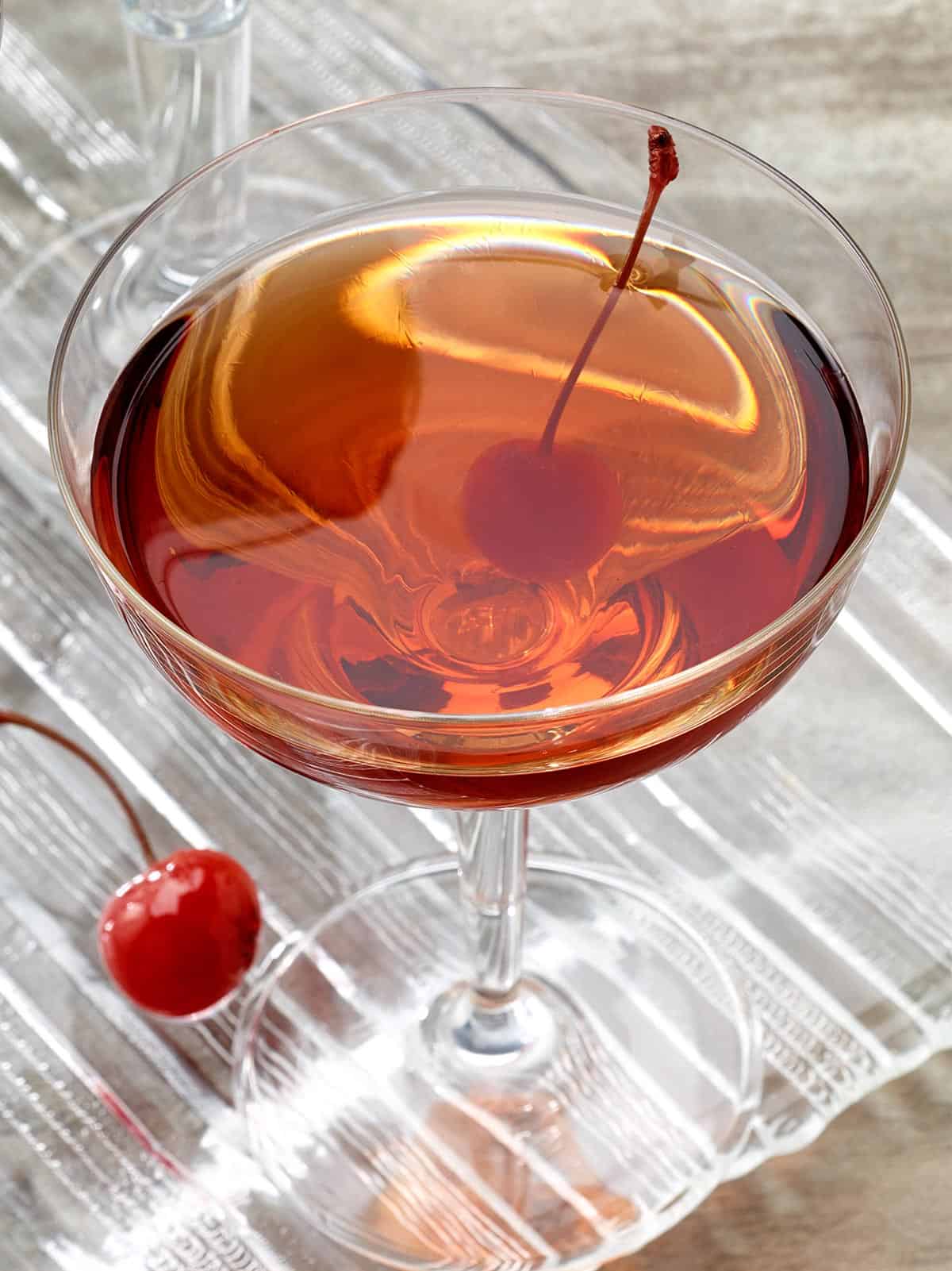 Coupe class filled with Robert's Perfect Manhattan