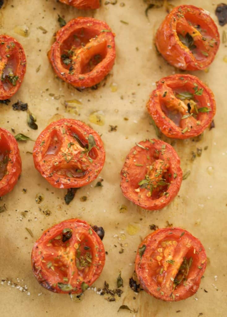 parchment paper filled with Roasted Tomatoes