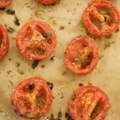 parchment paper filled with Roasted Fresh Tomatoes