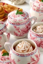 Red and white pots de creme filled with Rum Pumpkin filling