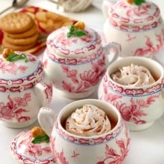 Red and white pots de creme filled with Rum Pumpkin filling