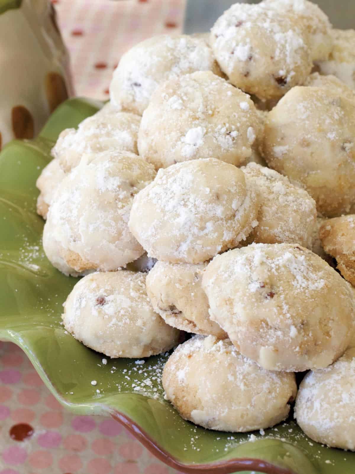 Ruffled plate filled with Grandma Clayton's Sand Tarts