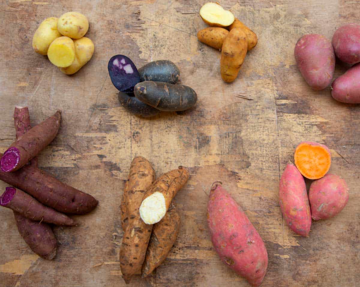 image showing different varieties of sweet potatoes