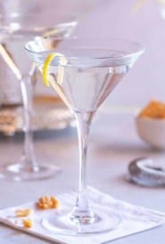 martini glasses filled with Vodka Martini with a Twist