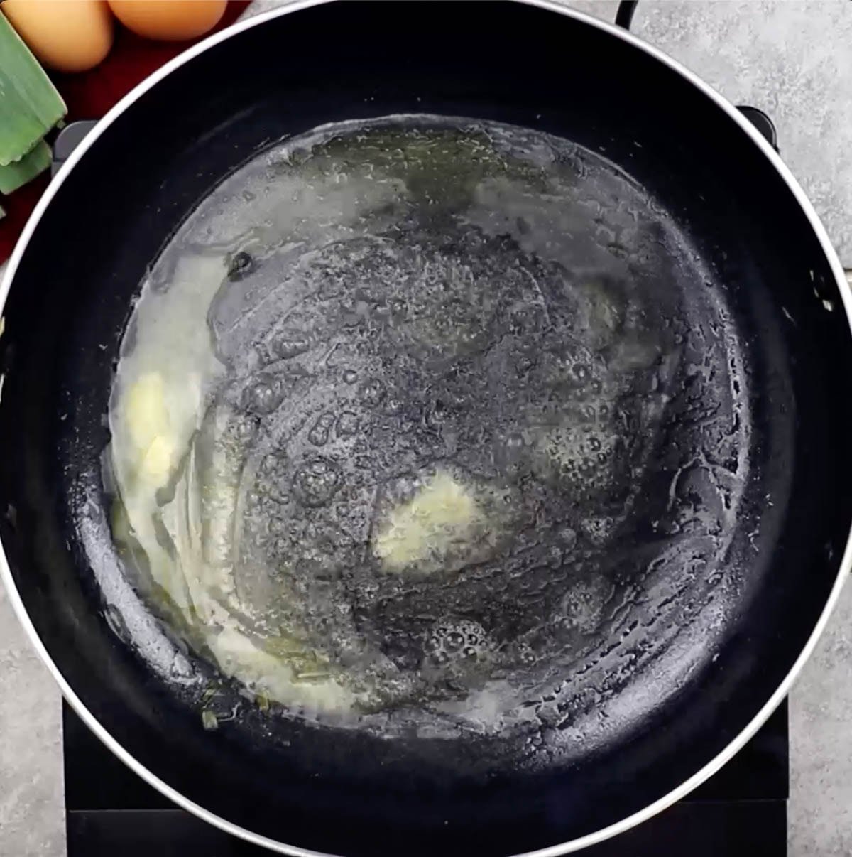 process shot showing butter melting